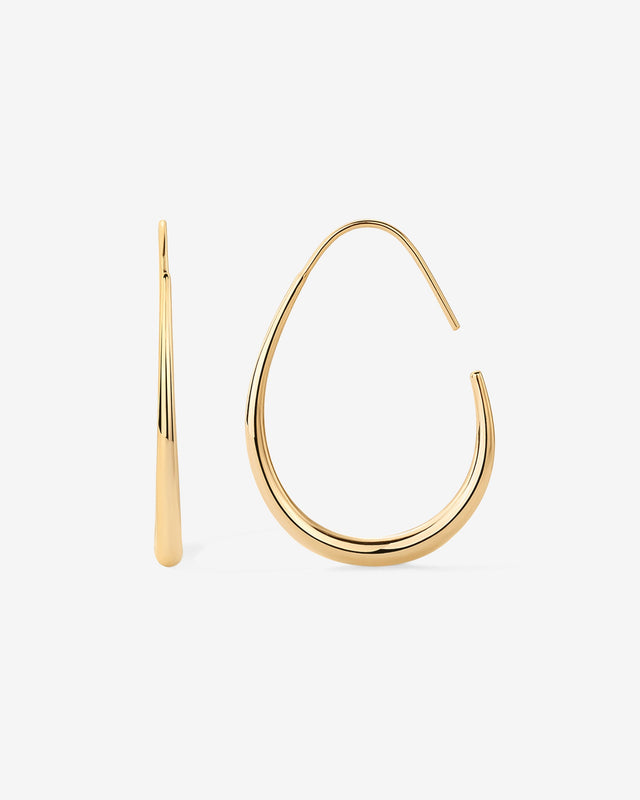 Yellow Gold Anne Dangle Hoop Earrings — paperclip-link dangle hoop