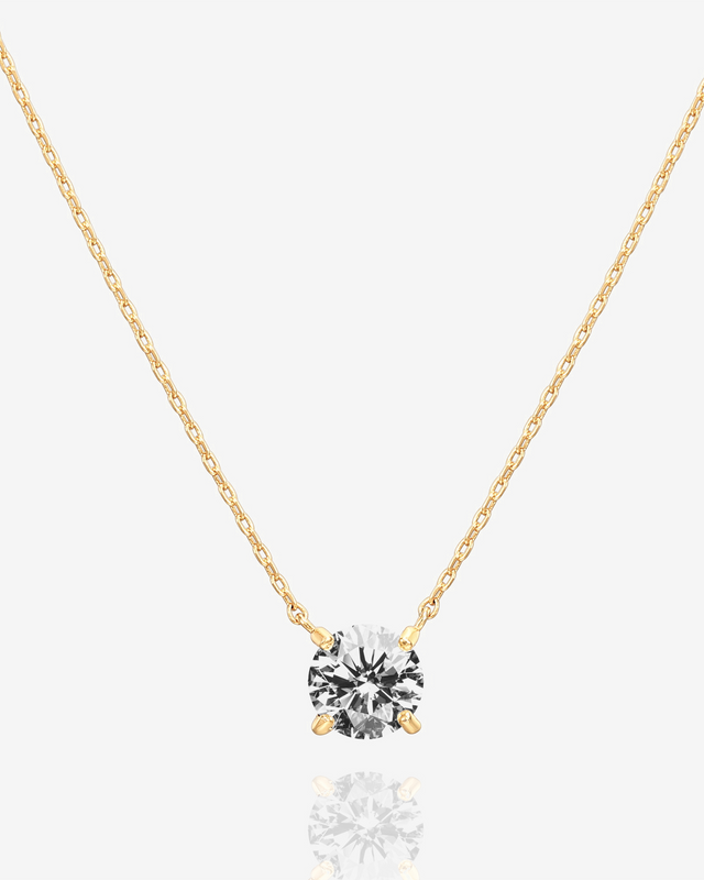 Yellow Gold Jorien Solitaire Pendant Necklace — bezel-set cubic zirconia solitaire