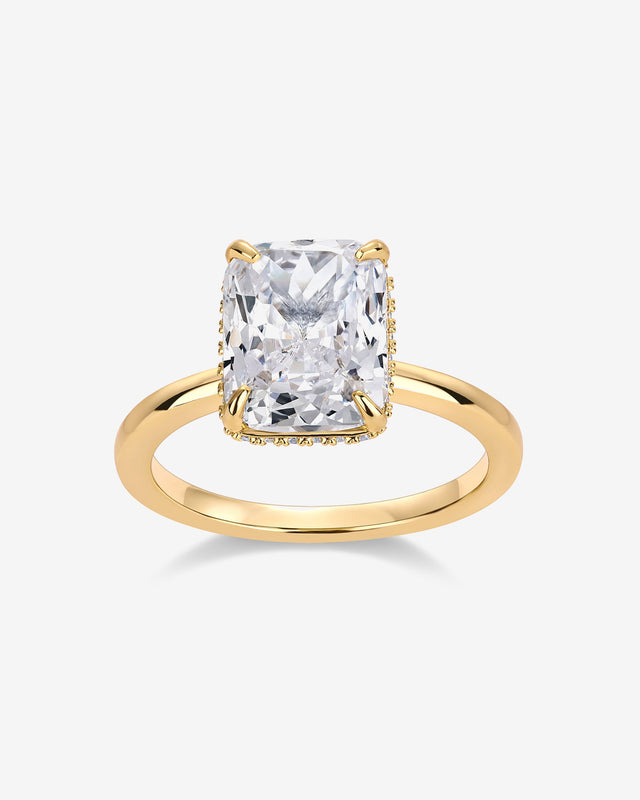 Yellow Gold Loes Radiant-Cut Ring — radiant-cut cubic zirconia solitaire ring