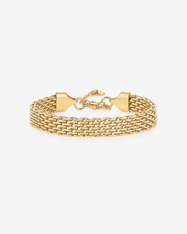 Yellow Gold Marit Chunky Chain Bracelet — chunky curb chain bracelet in 14K gold plated stainless steel