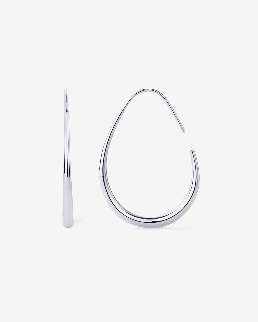 White Gold Anne Dangle Hoop Earrings — rhodium plated paperclip-link dangle hoop