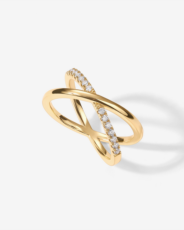 Yellow Gold Freya Crossover Ring