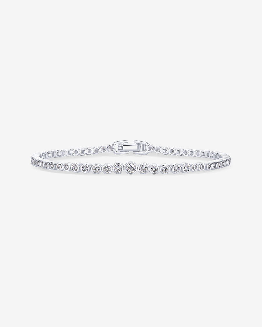 White Gold Hanne Round-Cut Tennis Bracelet — rhodium plated claw-set round brilliant cubic zirconia