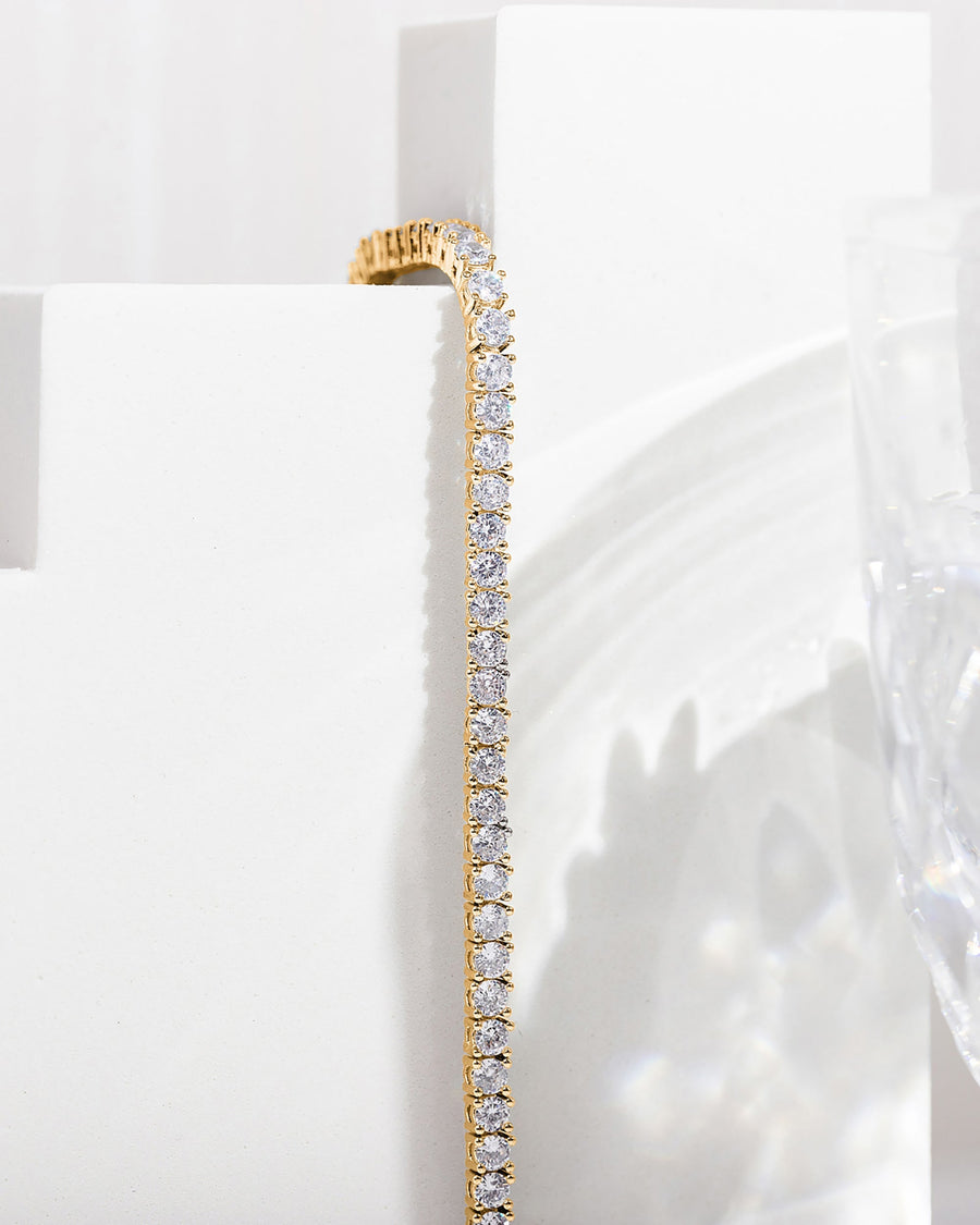 Yellow Gold Lisse Classic Tennis Bracelet — styled detail