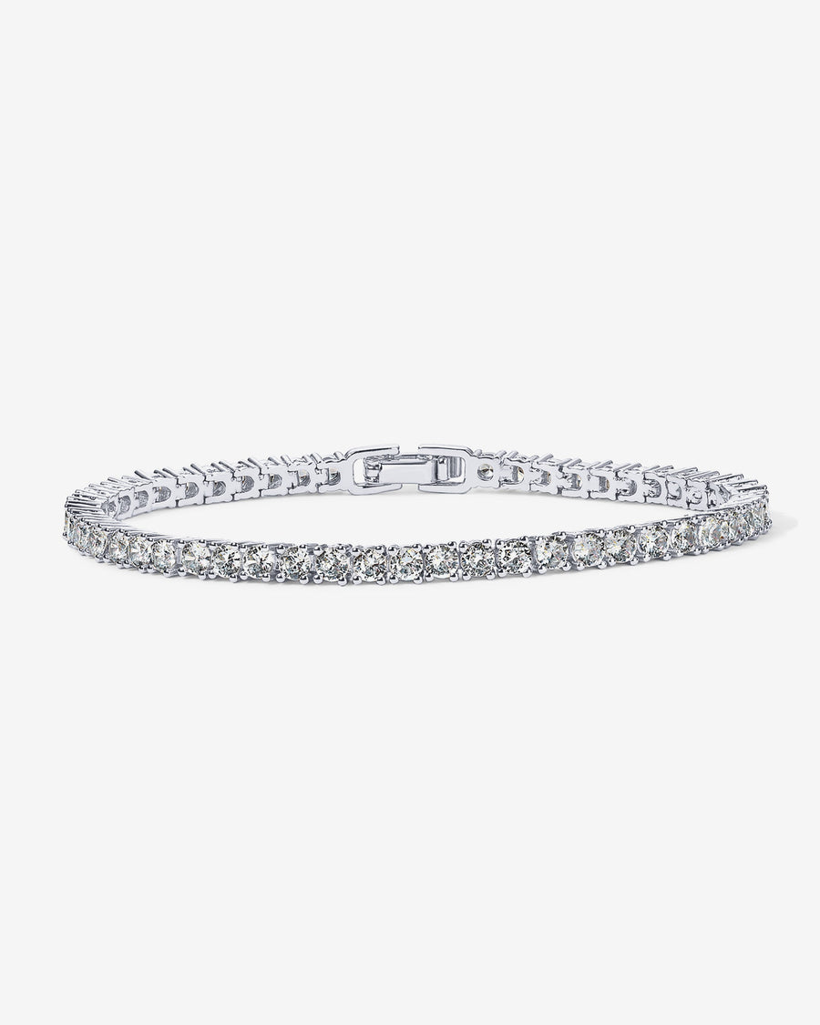 White Gold Lisse Classic Tennis Bracelet — rhodium plated claw-set cubic zirconia tennis bracelet