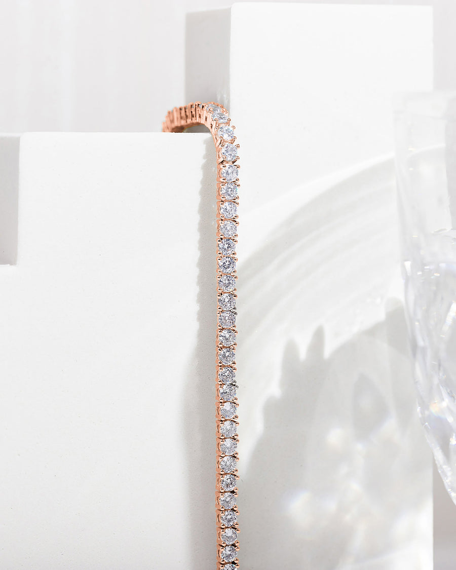 Rose Gold Lisse Classic Tennis Bracelet — styled detail