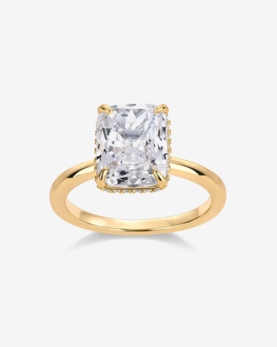 Yellow Gold Loes Radiant-Cut Ring — radiant-cut cubic zirconia solitaire ring