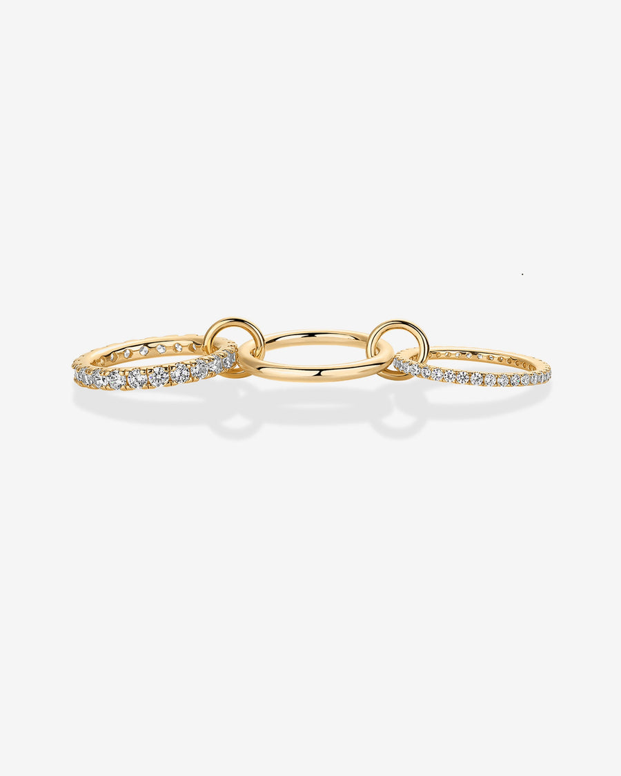 Yellow Gold Lotte Interlocking Triple Band Ring — close-up of the interlocking link design