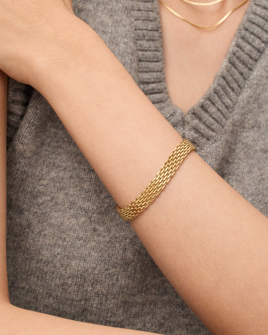 Yellow Gold Marit Chunky Chain Bracelet — worn on the wrist
