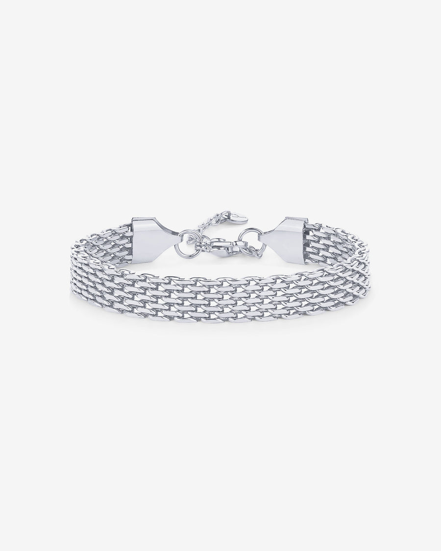 White Gold Marit Chunky Chain Bracelet — rhodium plated chunky curb chain bracelet
