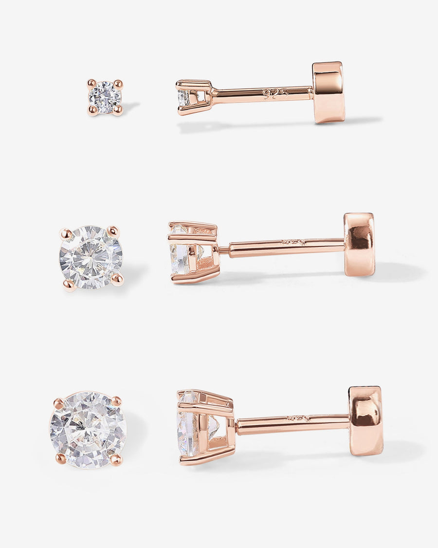 Rose Gold Mila Flat Back Studs — set of three sizes