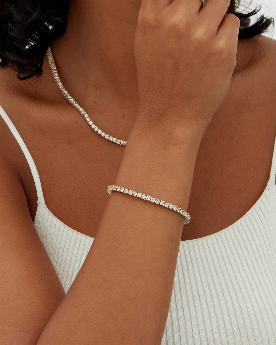 White Gold Elin Tennis Bracelet — worn on the wrist