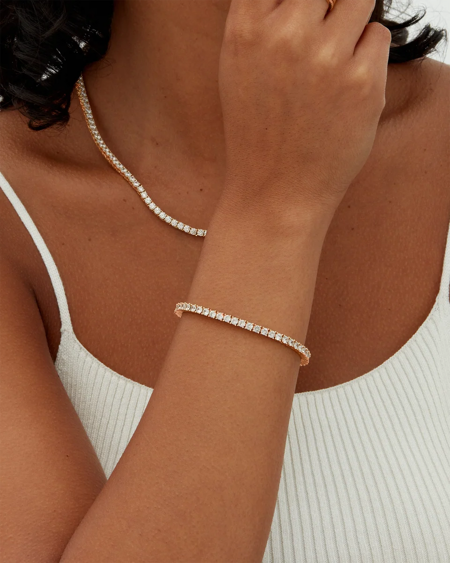 Rose Gold Elin Tennis Bracelet — worn on the wrist