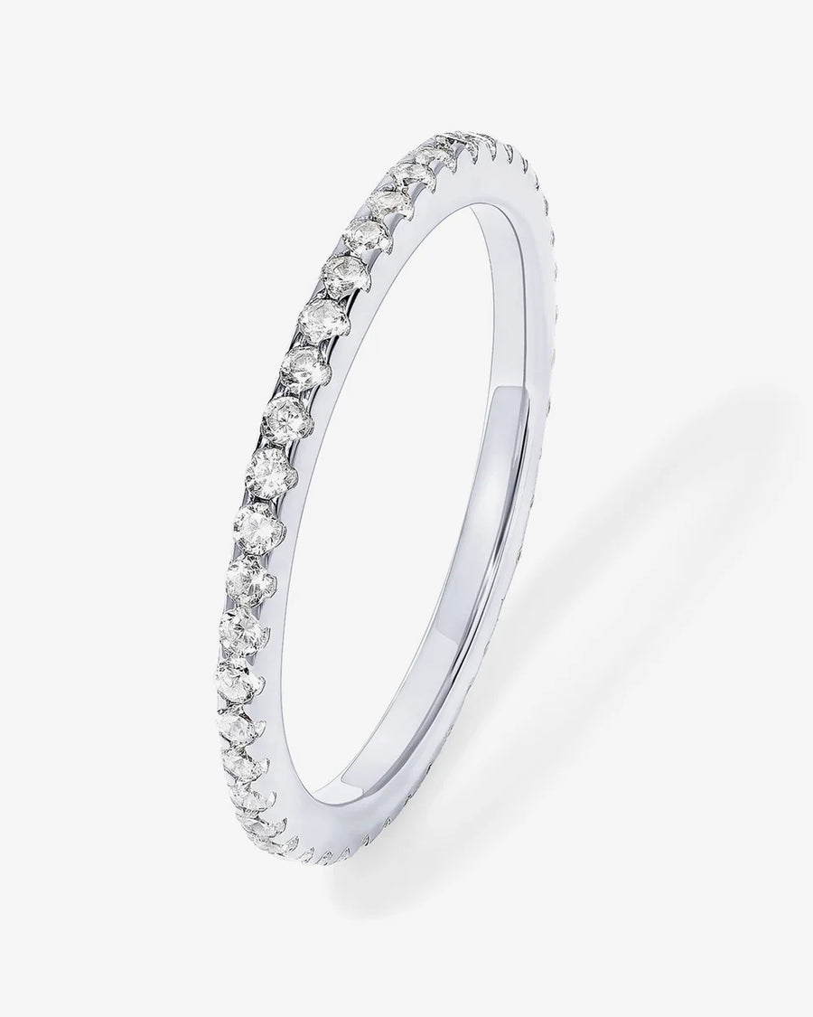 White Gold Vera Eternity Band — rhodium plated pavé band