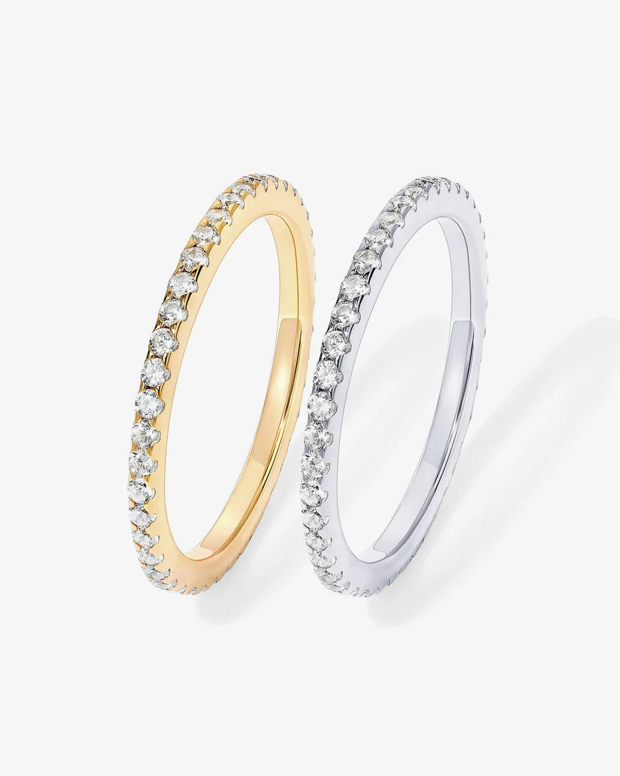 Vera Eternity Band — yellow gold and white gold bands together