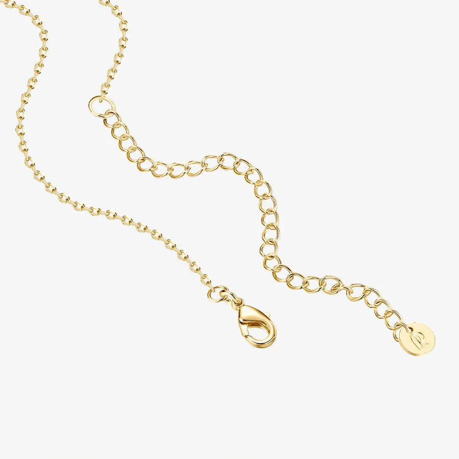 Yellow Gold Lieve Station Necklace — clasp and extender chain detail