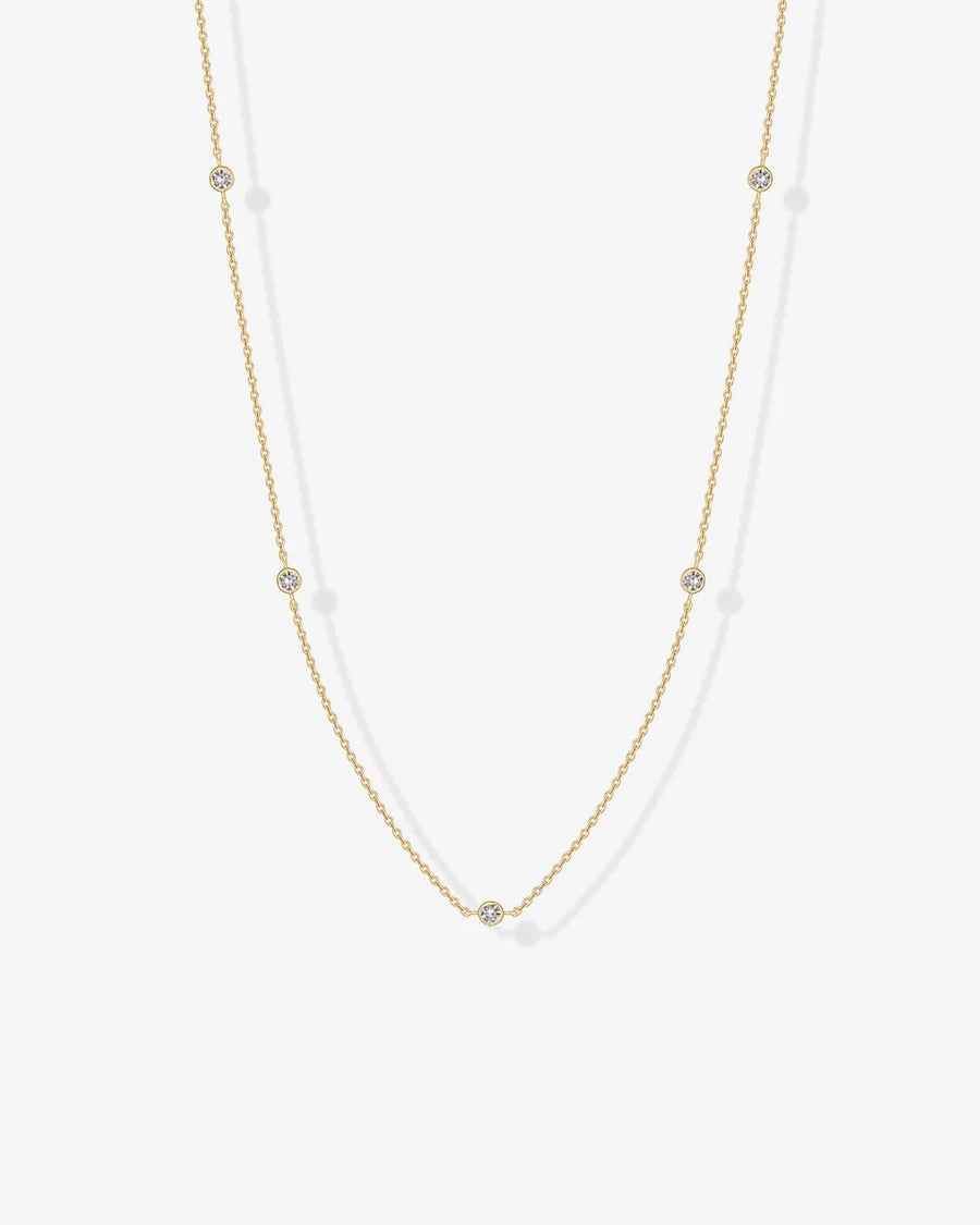 Yellow Gold Lieve Station Necklace — chain and stations laid flat