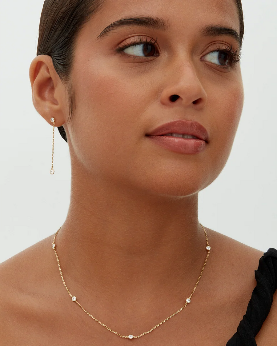 Lieve Station Necklace — length and scale reference