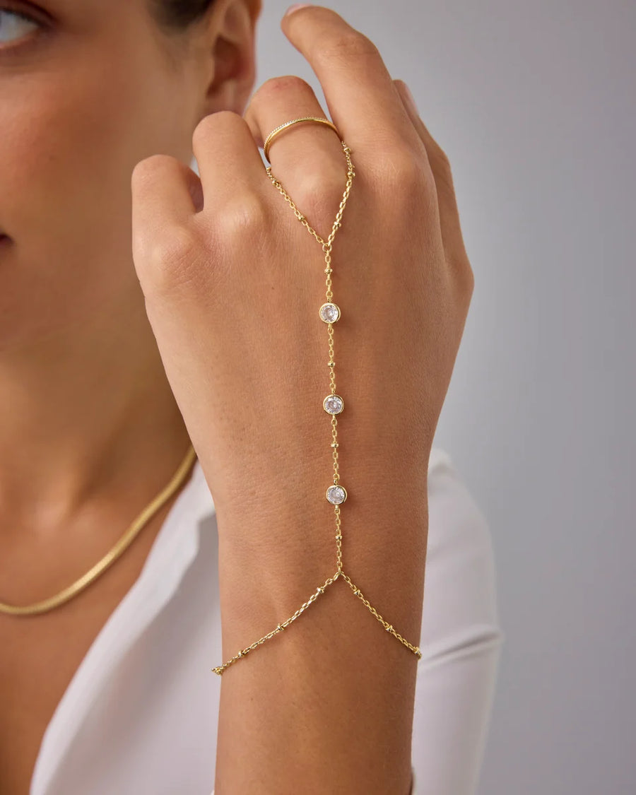 Yellow Gold Saskia Hand Chain — worn on hand