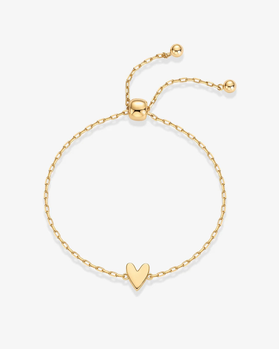 Yellow Gold Nova Heart Bolo Bracelet — solid heart charm