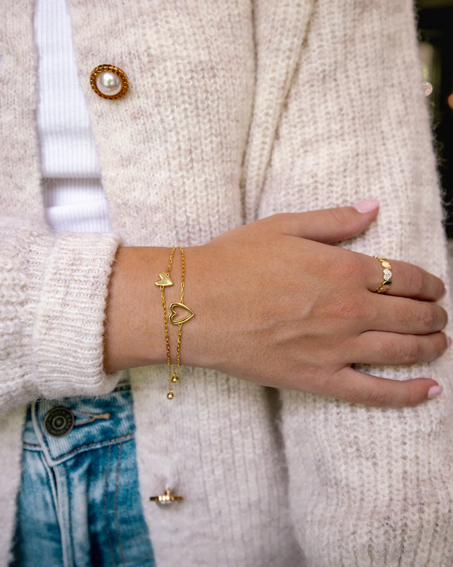 Yellow Gold Nova Heart Bolo Bracelet — worn on the wrist