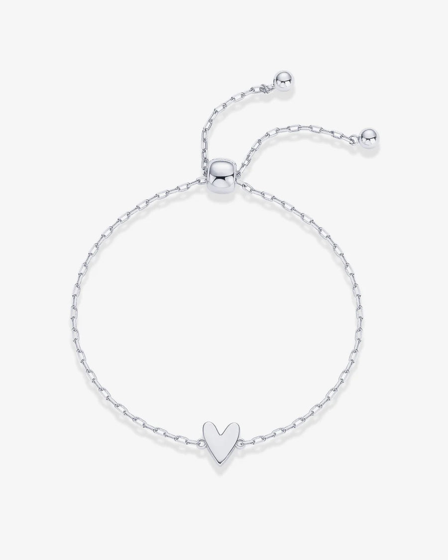 White Gold Nova Heart Bolo Bracelet — open heart charm