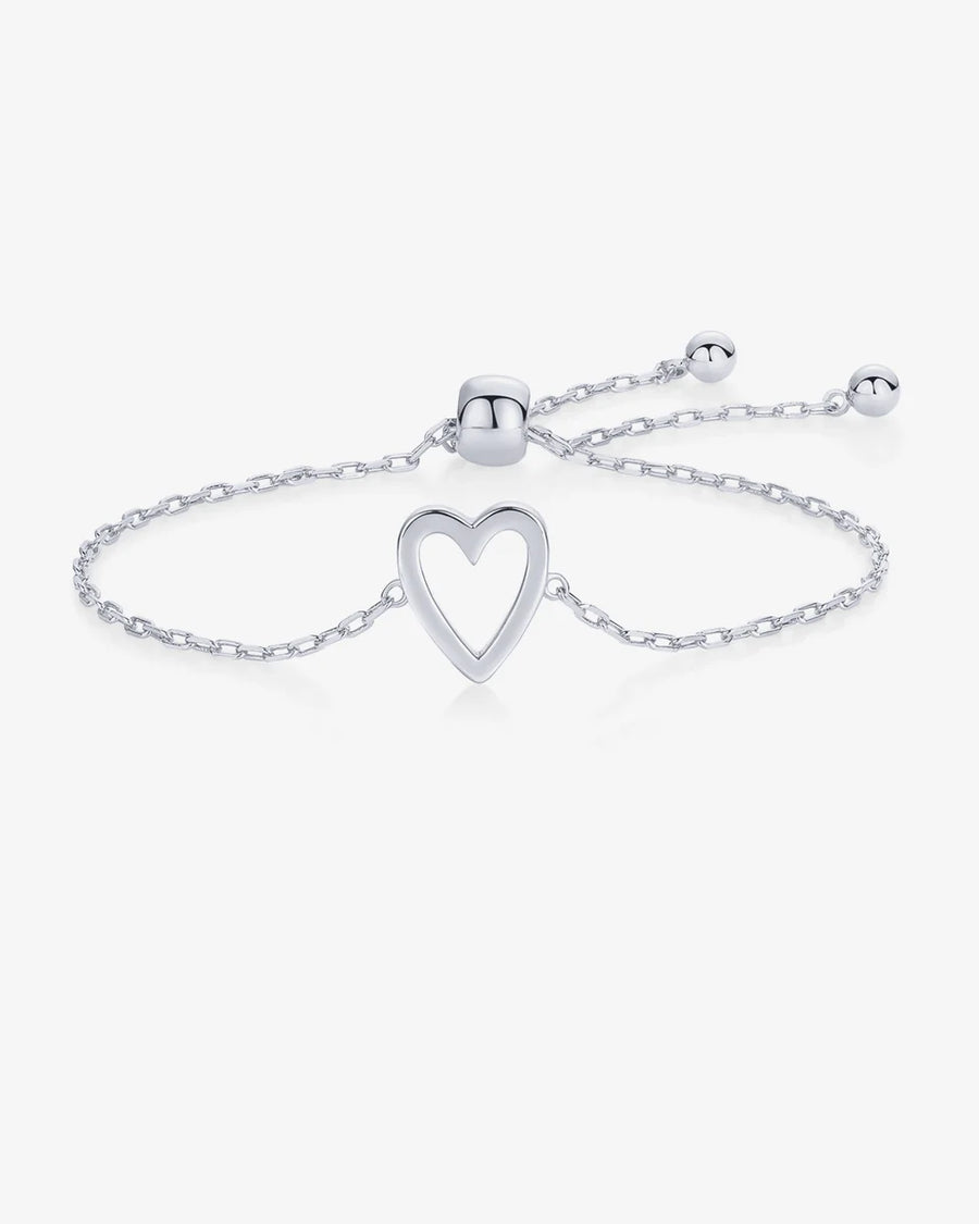 White Gold Nova Heart Bolo Bracelet — worn on wrist