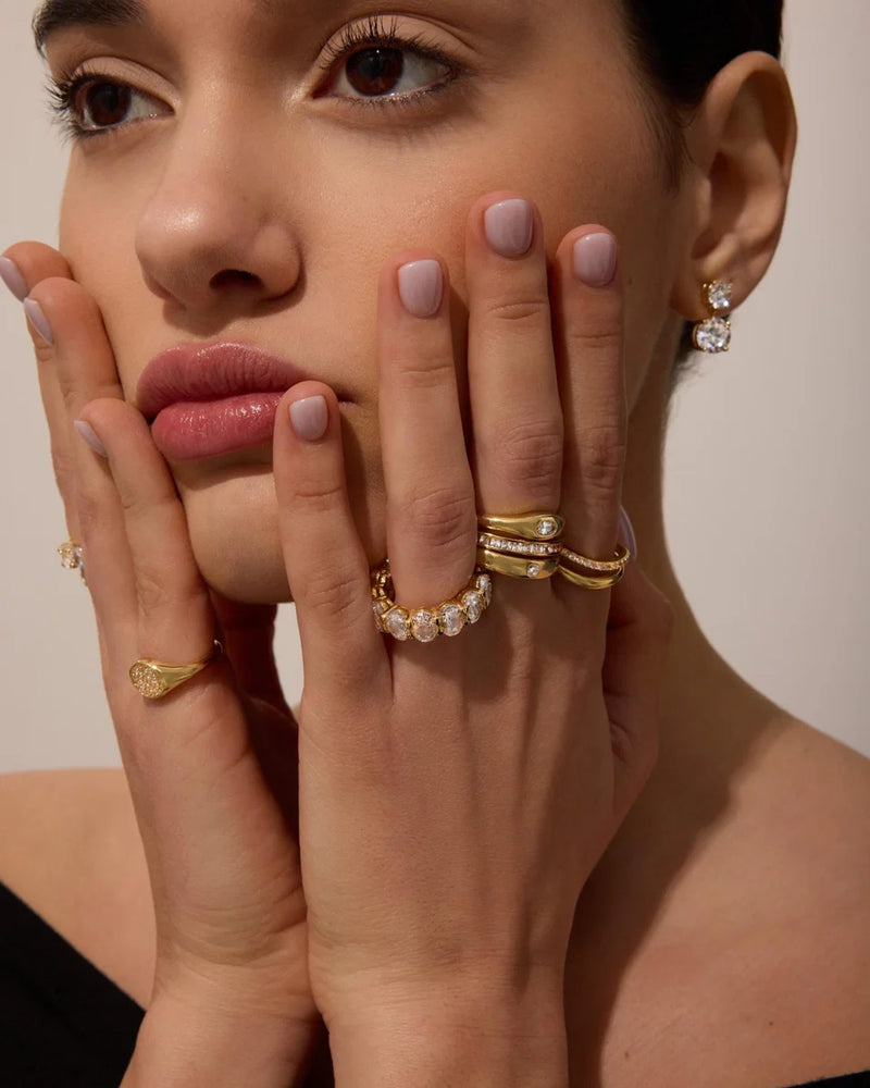 Stacked rings worn on hand