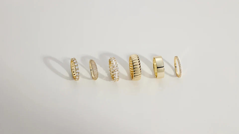 Eternity rings flatlay