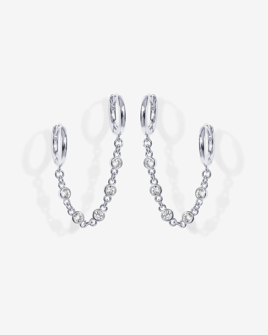 White Gold Sanne Chain Drop Earrings — angle view