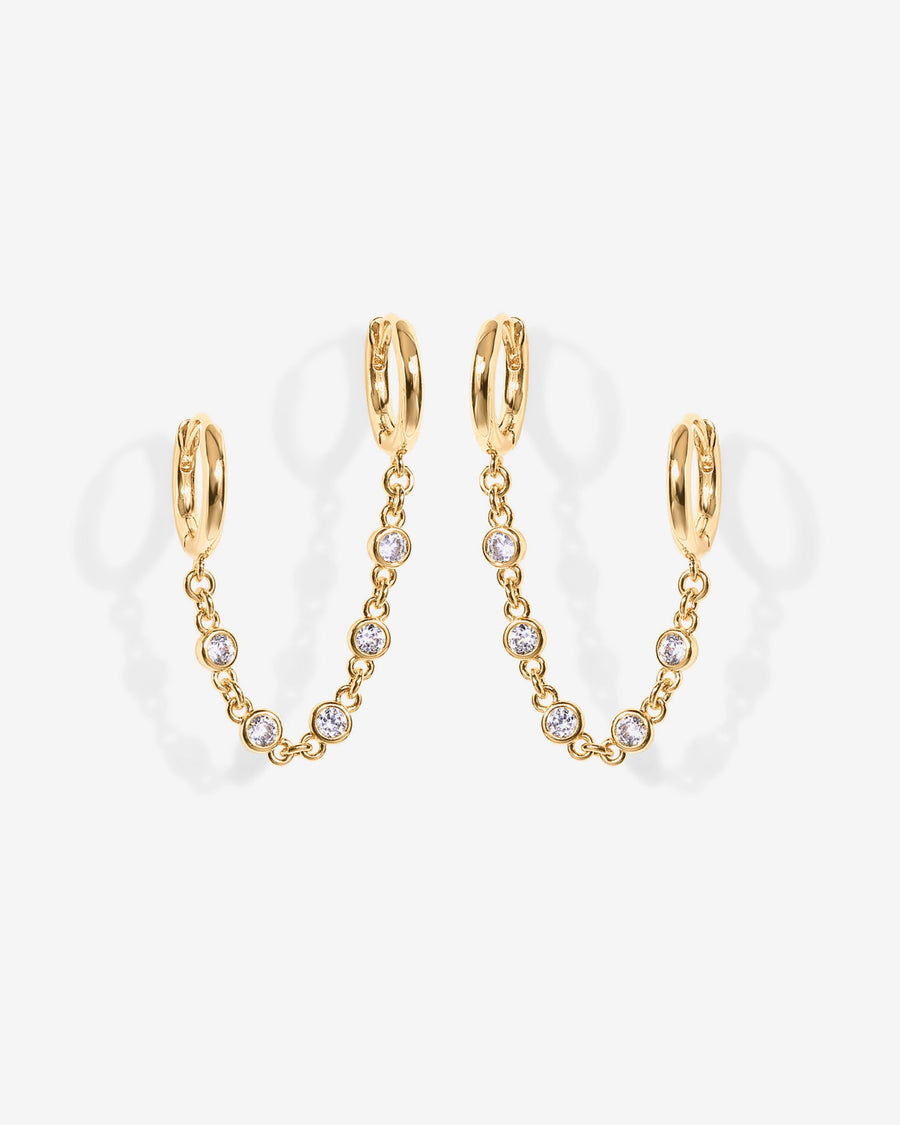 Yellow Gold Sanne Chain Drop Earrings — angle view