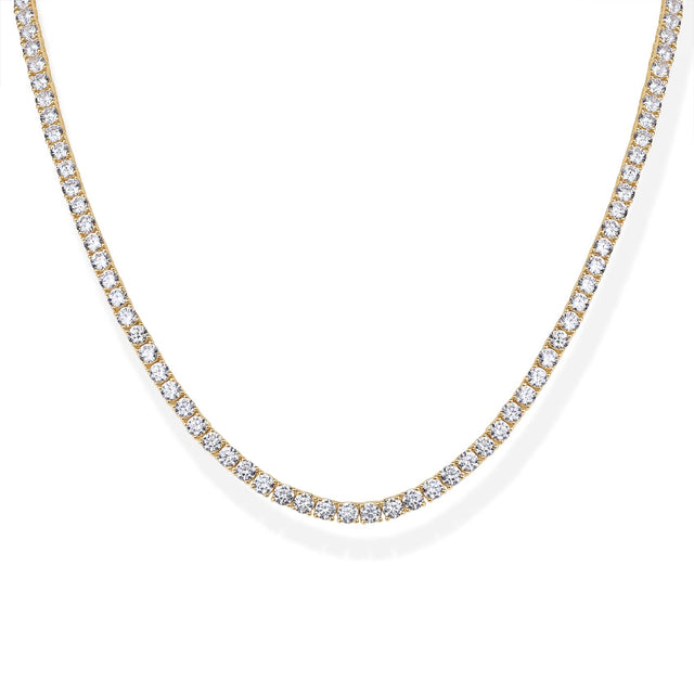Yellow Gold Silke Tennis Choker Necklace — claw-set cubic zirconia tennis necklace