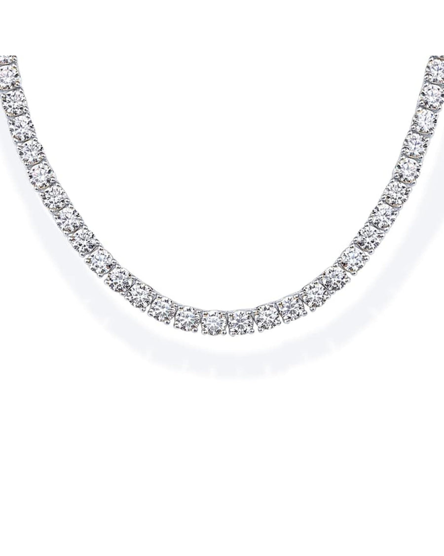 White Gold Silke Tennis Choker Necklace — rhodium plated claw-set cubic zirconia tennis necklace